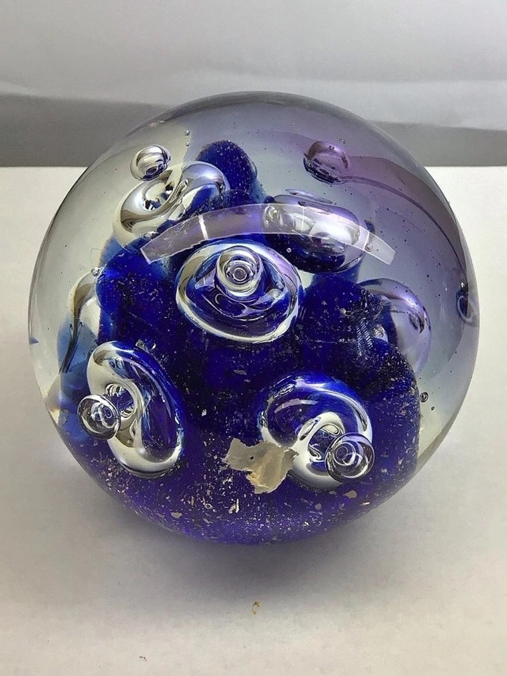 Blue & white Art Glass Paperweight